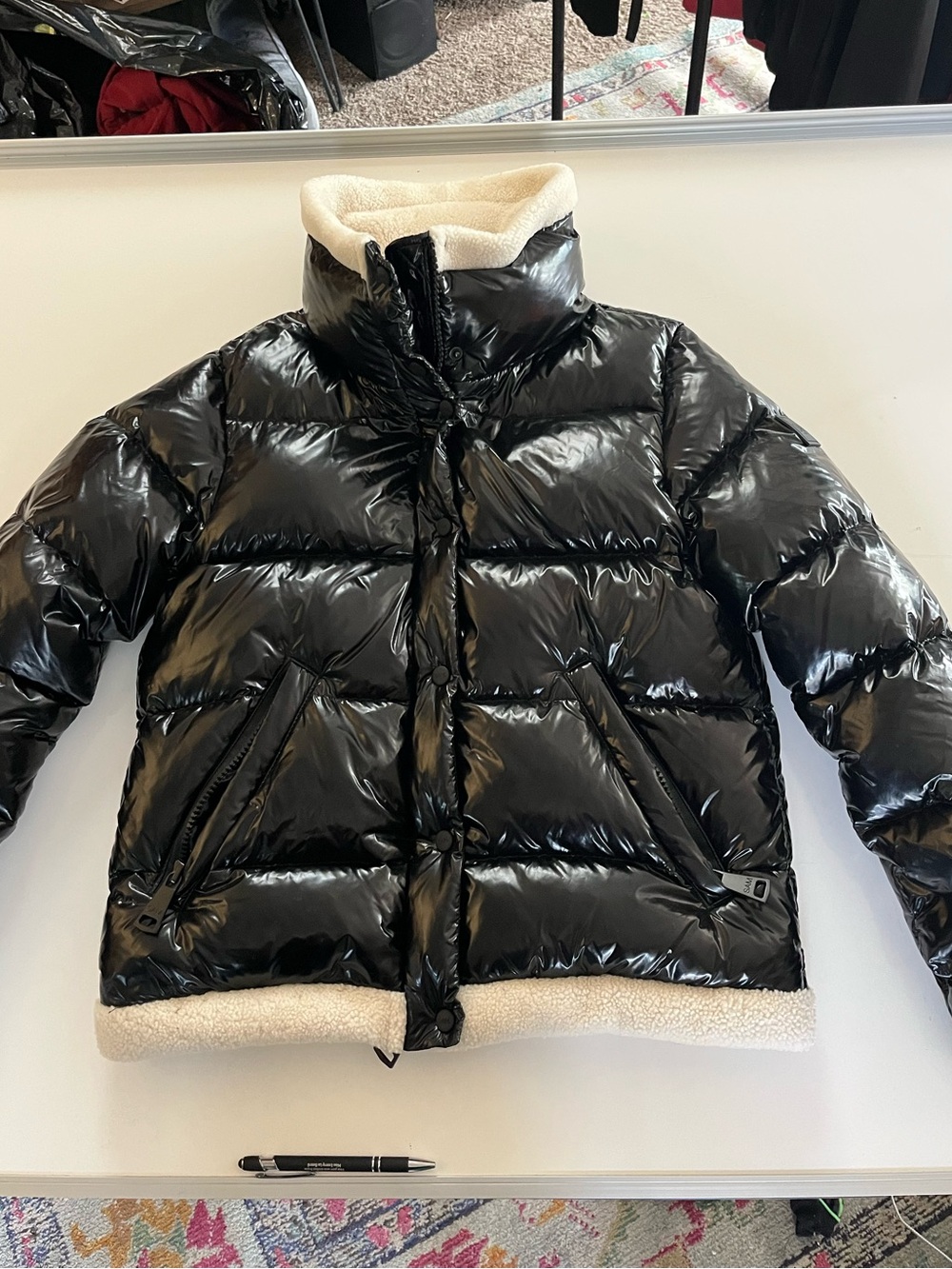 SAM. Black Puffer Jacket with Cream Sherpa Lining